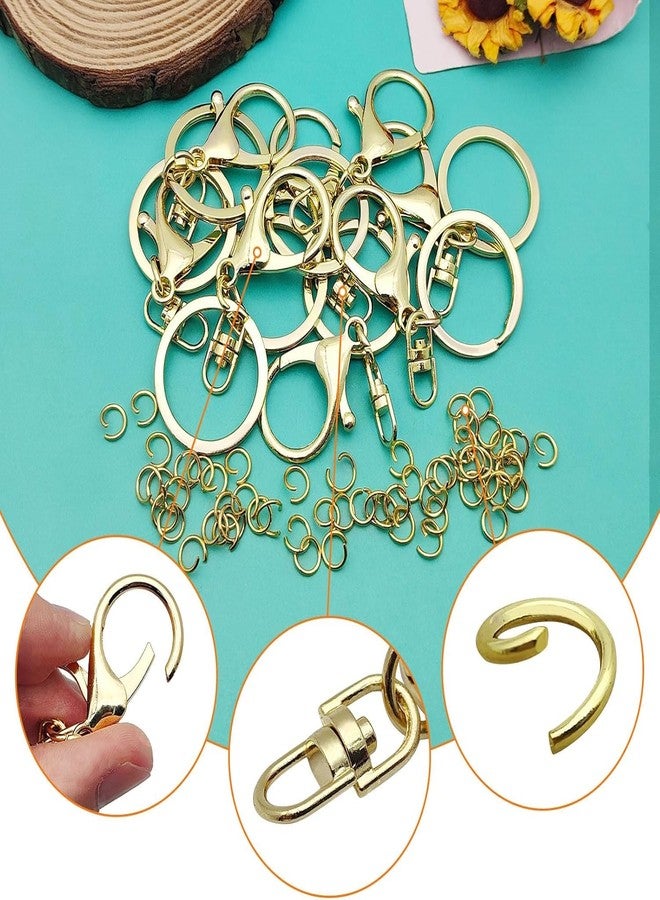 Evaluemart Golden Lobster Claw Clasps Keychain for Jewelry Making,Metal Lobster Clasp with Flat Split Ring Lobster Clasps Swivel Hooks Swivel Trigger Clips with Jump Rings for DIY Making 30pcs - Image 5